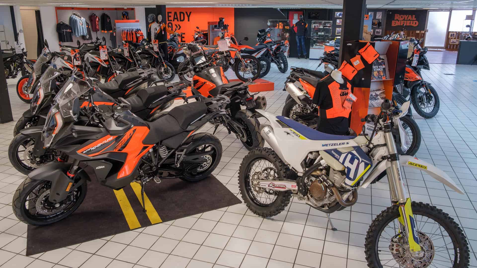 shop with motorcycles on display