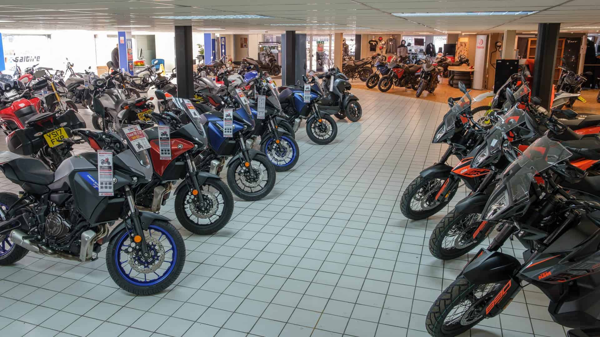 shop with motorcycles on display