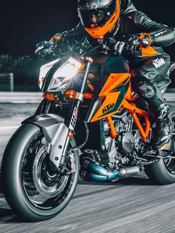 Action shot of KTM motorcycle